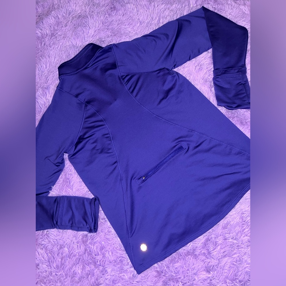 Athleta Women's Purple Long Sleeve Athletic Zip Neck Thumb Holes Pullover XS